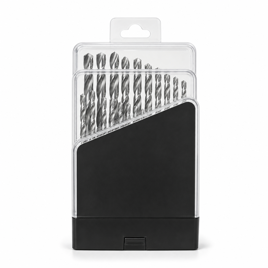 72 Pieces Twist Drill Bit Sets HSS, 1.0–10.0 mm, Silver and Black Case, 19 Pieces