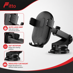 96 Pieces Auto-Lock Car Phone Holder HL-111, 360° Rotation, Black