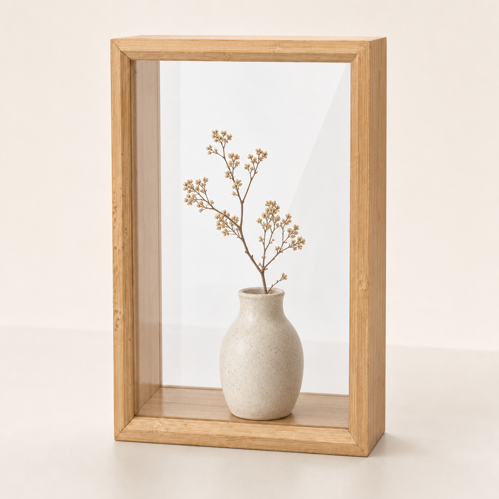 72 Pieces Wooden Display Cases, Tall Rectangular Natural Finish, 36 x 25 x 20 cm