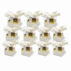 60 Pieces Acrylic Favor Boxes, Cream Square Boxes with Ribbon, 6.5 × 6.5 × 7.2 cm, 12 Pieces