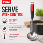 120 Pieces Black and Red Stainless Steel Soup Ladle, 34 x 9 cm, 1 Piece