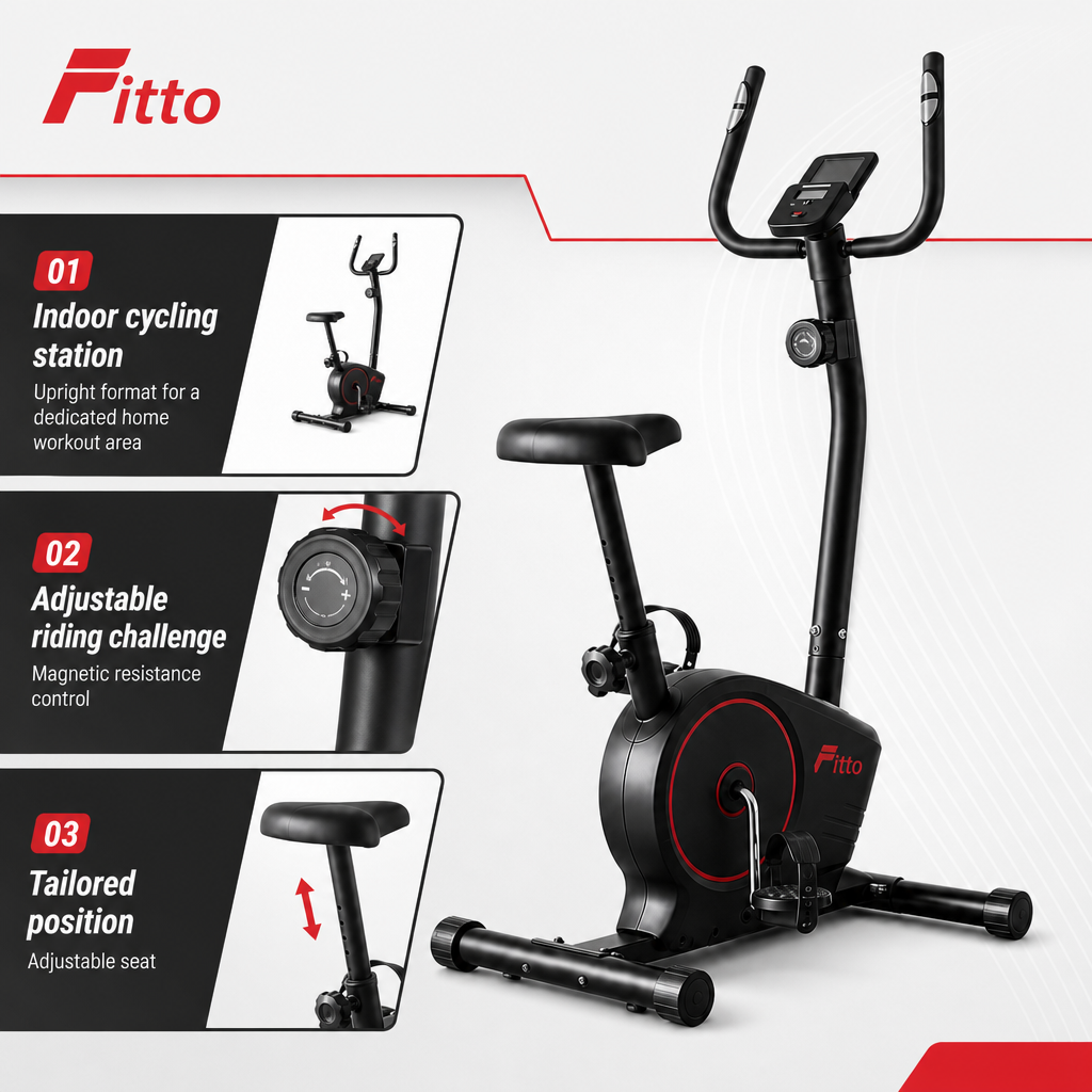 48 Pieces Upright Exercise Bikes with Magnetic Resistance, Steel Frame, Adjustable Seat and Digital Monitor for Indoor Cardio Workouts