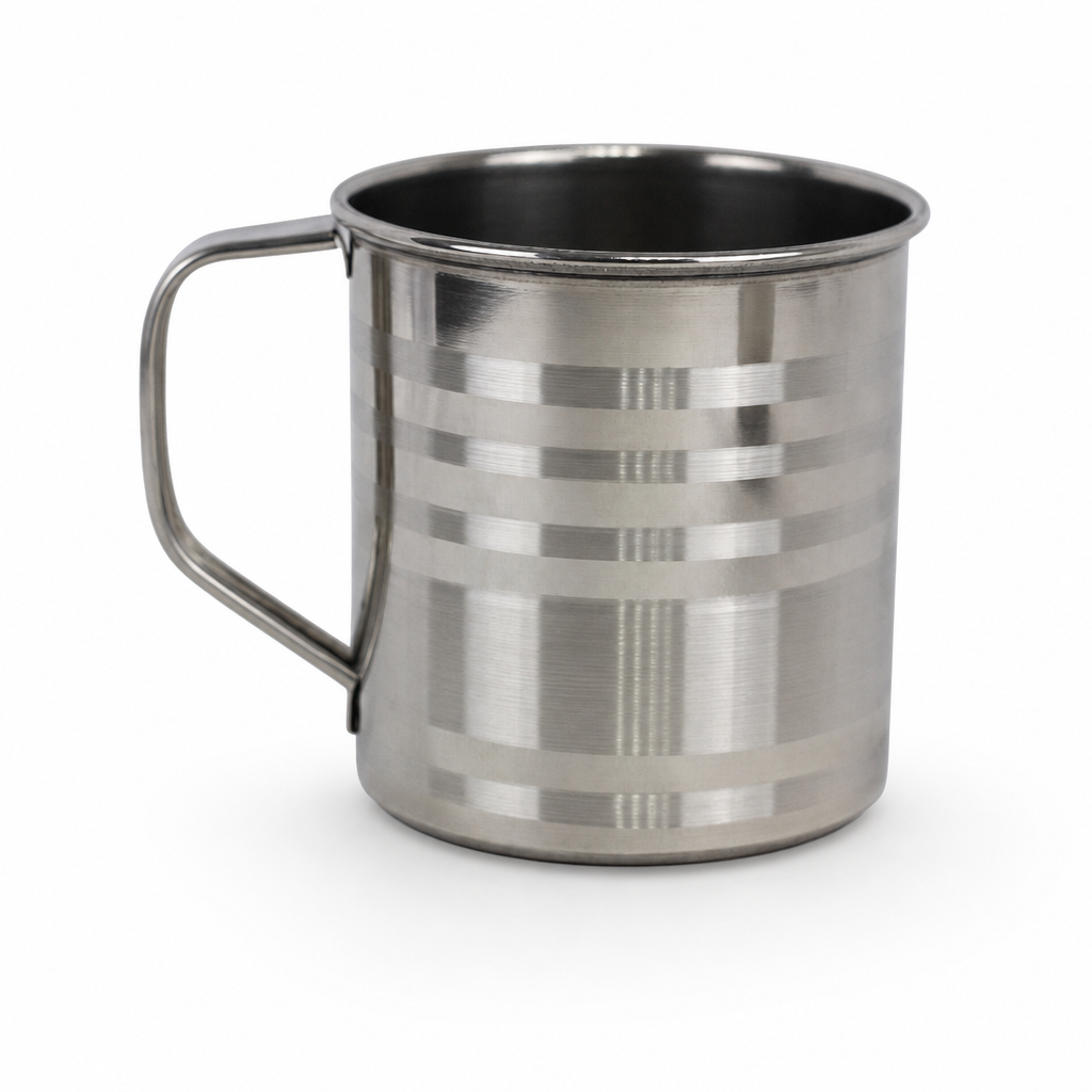 120 Pieces Stainless Steel Water Mug with Handle, Silver, 9 cm