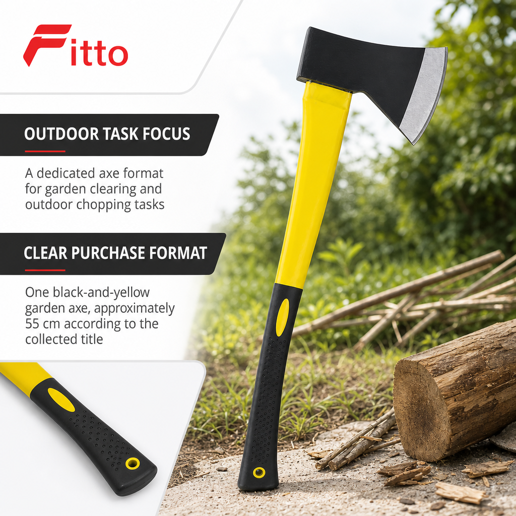 60 Pieces Medium Garden Axe, 55 cm, Black and Yellow, 1 Piece