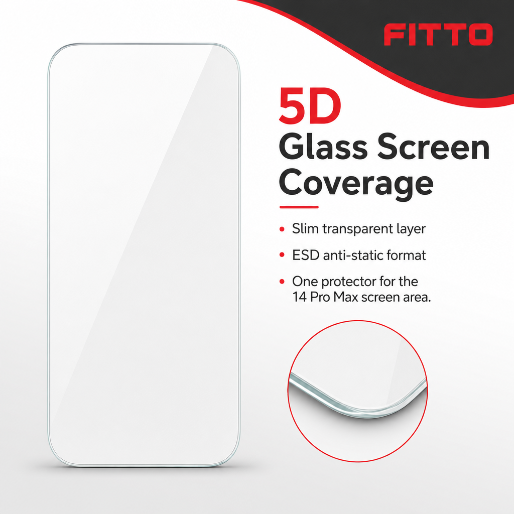 96 Pieces 5D Tempered Glass Screen Protectors for 14 Pro Max Smartphone, ESD Anti-Static, 1 Pack