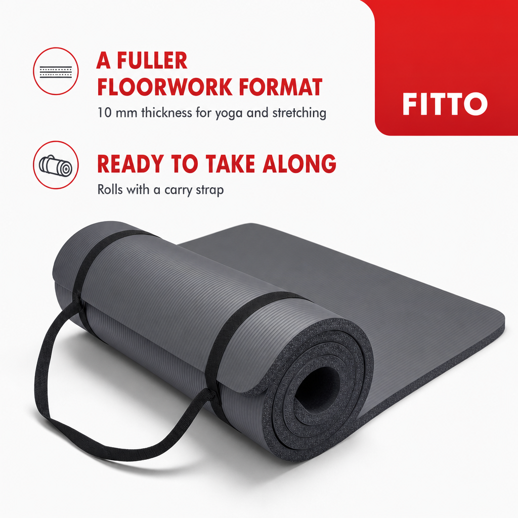 72 Pieces Yoga Mat 10mm Grey with Carry Strap, Single Exercise Mats for Yoga, Stretching and Floor Workouts