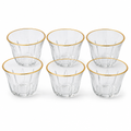 96 Pieces Clear Glass Cawa Cups with Gold-Tone Rims, Faceted Design, 6 Pieces