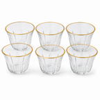 96 Pieces Clear Glass Cawa Cups with Gold-Tone Rims, Faceted Design, 6 Pieces