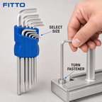 96 Pieces Long Hex Key Allen Key Set, 1.5–10 mm, Blue and Silver, 9-Piece Set