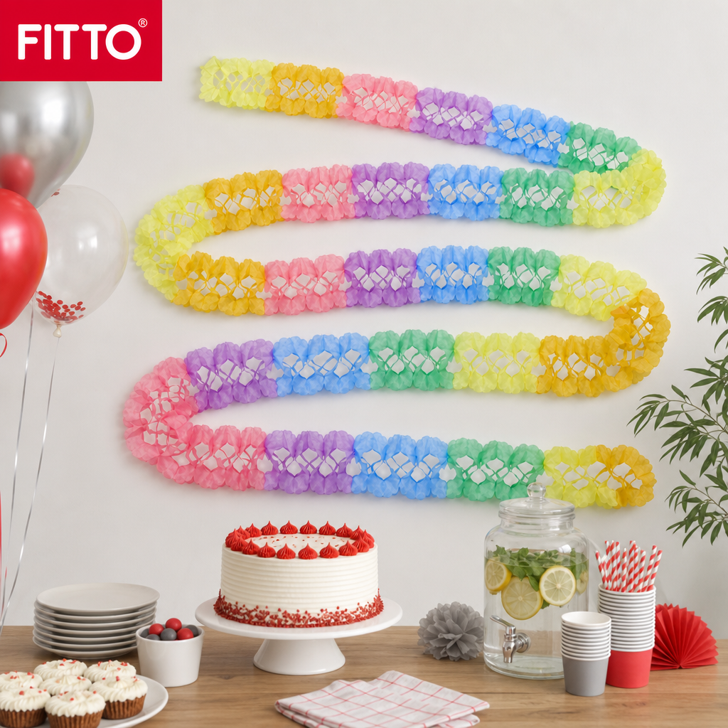 240 Pieces Pastel Rainbow Paper Garland, 3.6 m, 1 Piece, Party Decorations
