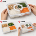 96 Pieces Food Storage Containers, Clear 4-Compartment Box with Locking Lid, 29 × 22 × 7 cm