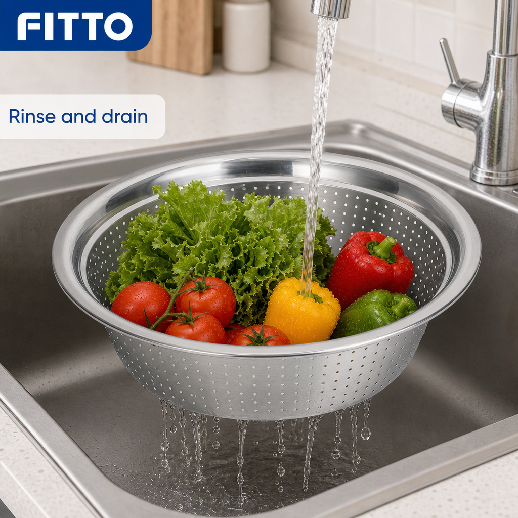 96 Pieces Stainless Steel Colander, 30 cm Round Kitchen Strainers for Rinsing, Draining and Washing Produce