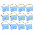 96 Pieces Candy Favor Boxes Blue Handbag Style with Cord Handle 12.5 x 5.5 x 8 cm 12 Pieces