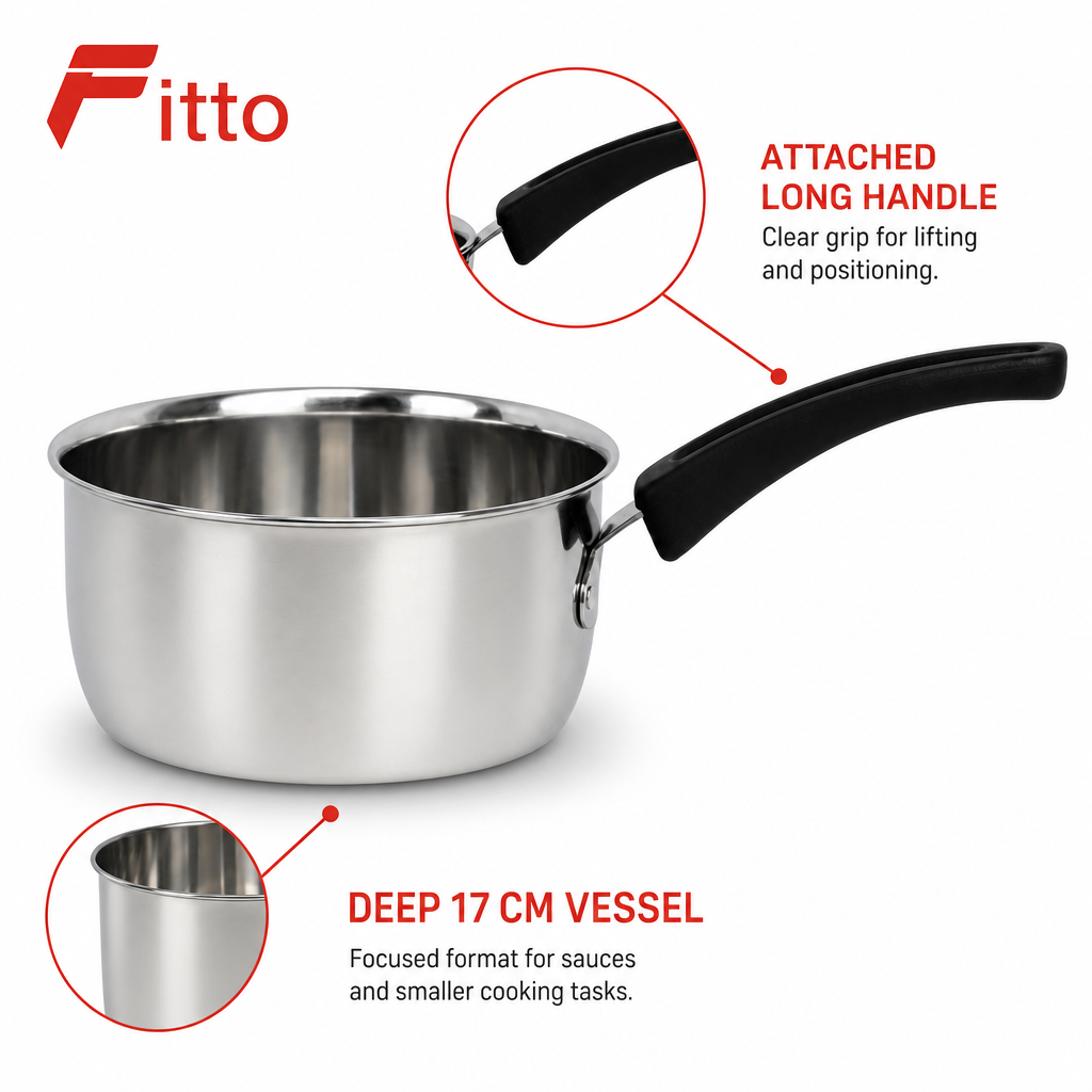 72 Pieces Stainless Steel Deep Saucepan with Handle, 17 cm