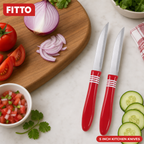 120 Pieces 5 Inch Kitchen Knives Set With Plastic Handles, Red and Silver, 2 Pieces
