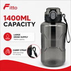 96 Pieces 1400ml Sports Water Bottles with Carry Strap, Smoke Gray