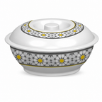 96 Pieces Melamine Lidded Serving Bowl, 9 Inch, White Floral Pattern