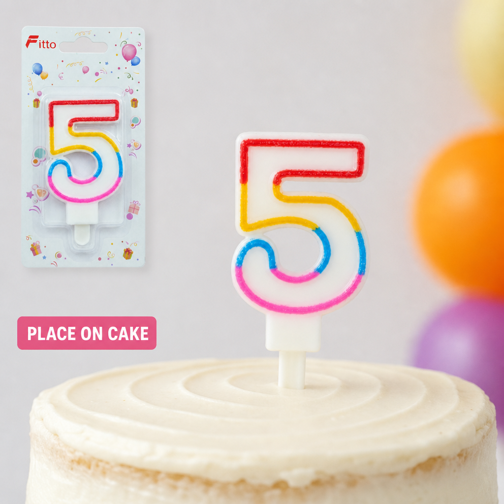240 Pieces Number 5 Cake Candle, Mixed Colour, 1 Piece