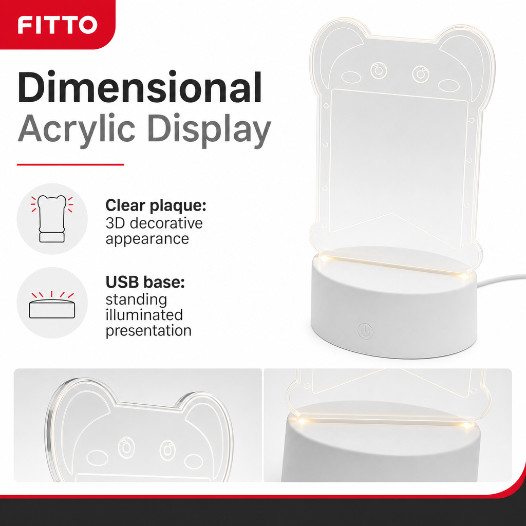 96 Pieces 3D Acrylic LED Night Lights with USB Base, Clear Plaque and White Stand, 1 Piece