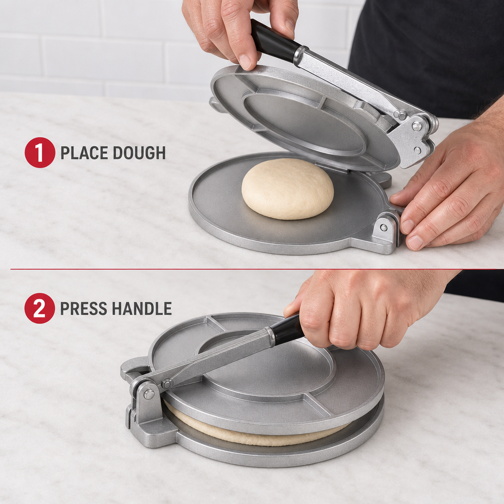 72 Pieces Manual Metal Tortilla Presses with Handle, Round Flatbread Dough Press, 27 x 22 x 9 cm