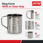 96 Pieces Stainless Steel Water Mug with Handle, Silver, 11 cm