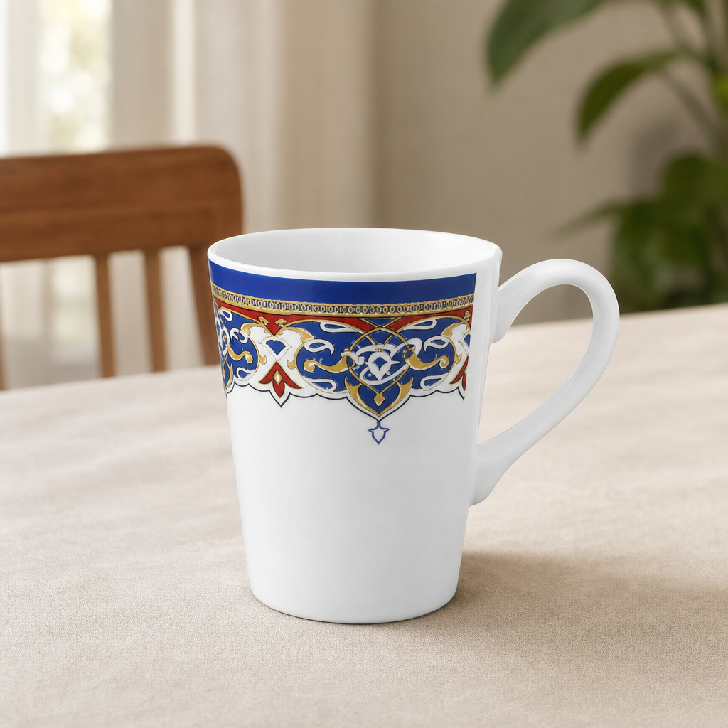 120 Pieces Melamine Water Mug with Handle and Decorative Geometric Pattern, White, 1 Piece