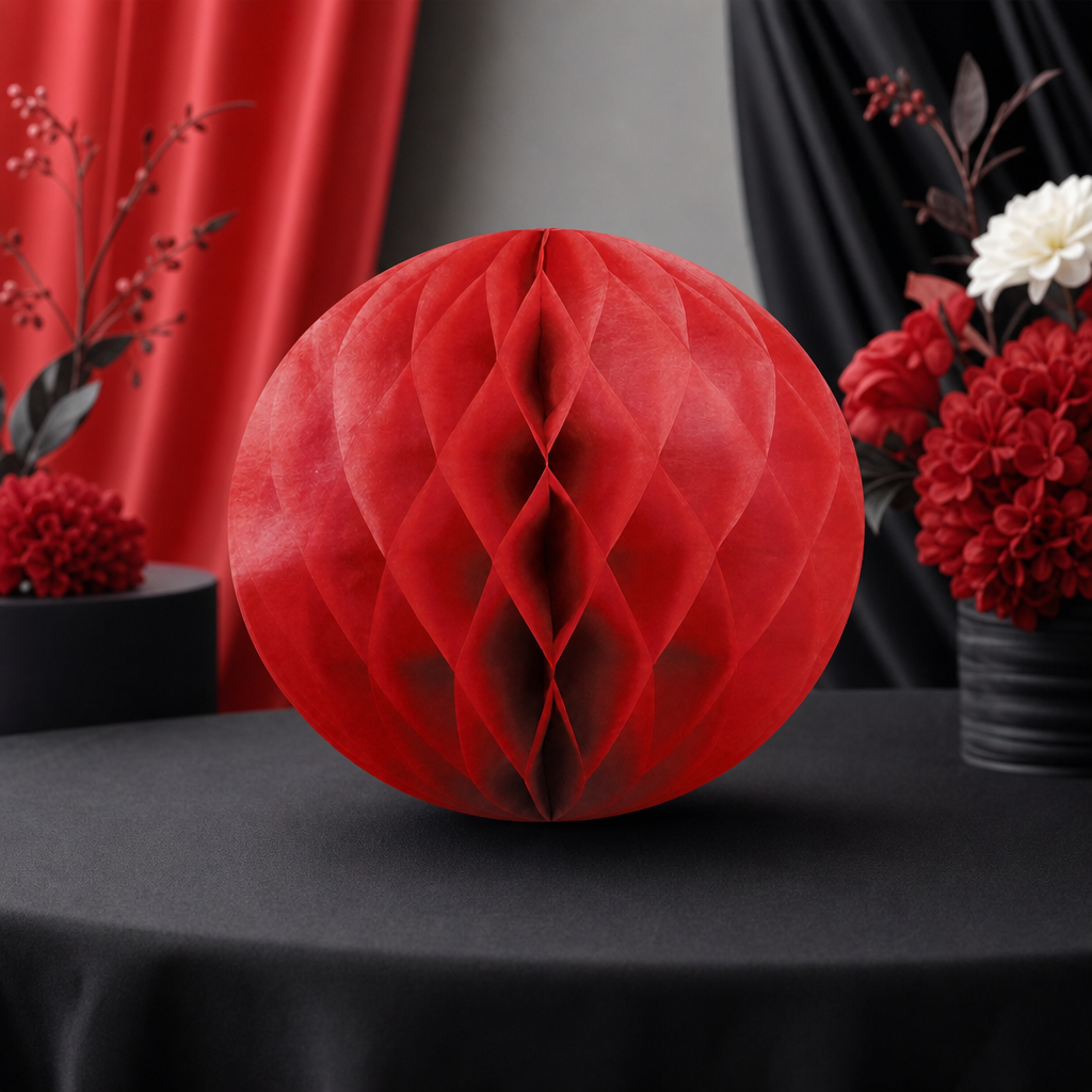 240 Pieces Red Paper Honeycomb Ball Decoration, 30 cm, Foldable Party Display, 1 Piece