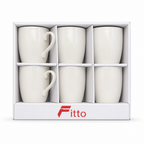 96 Pieces Ceramic Mug Set, White, 6 Pieces, Coordinated Drinkwares for Home Serving