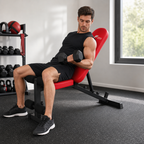 48 Pieces Adjustable Weight Benches with Steel Frame, Padded Backrest, Red, 140 kg Capacity
