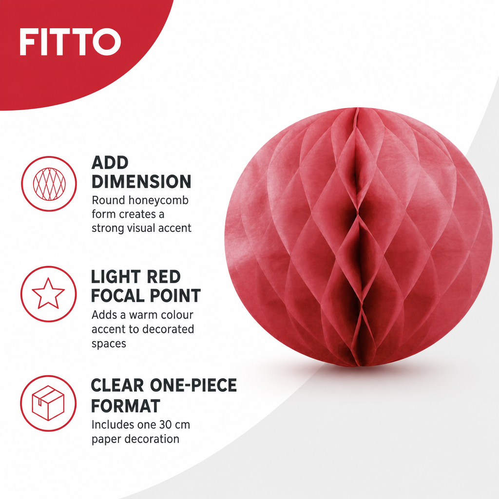 240 Pieces Paper Honeycomb Ball Decoration, Light Red, 30 cm, 1 Piece