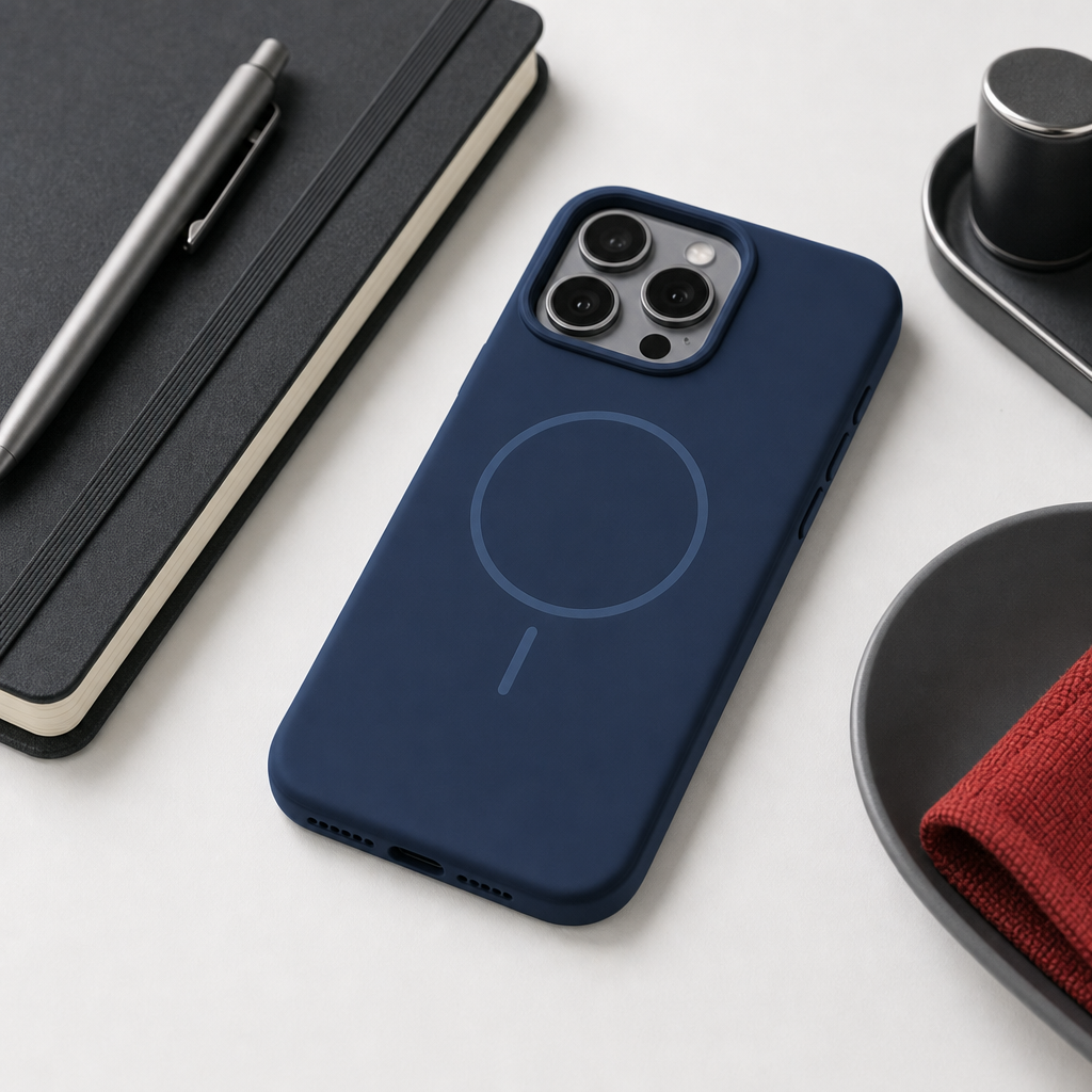 120 Pieces Silicone Magnetic Phone Cases with Raised Camera Protection, Navy Blue, 16 Pro Max