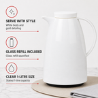 72 Pieces Vacuum Flask with Glass Refill, 1 Litre, White and Gold