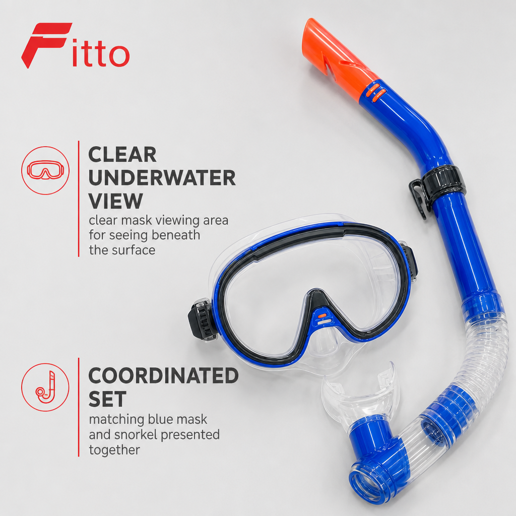 72 Pieces Swimming Mask and Snorkel Set, Blue
