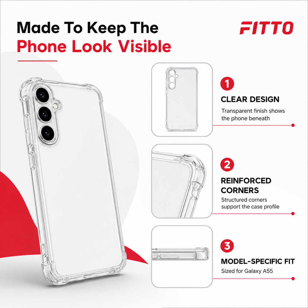 240 Pieces Clear Anti-Burst Protective Phone Cases with Reinforced Corners for Galaxy A55