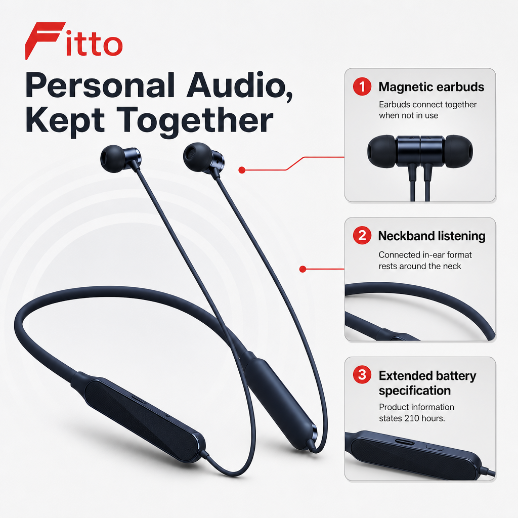 96 Pieces Magnetic Neckband Earphones BH-10, 210-Hour Battery, Wireless In-Ear Audio