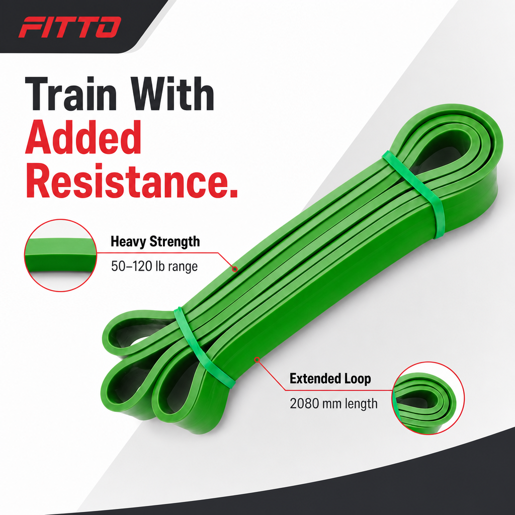 96 Pieces Resistance Bands for Exercise and Fitness, Heavy Strength 50–120 lb, Green, 2080 x 4.5 x 45 mm