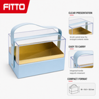 96 Pieces Acrylic Presentation Box, Blue Rectangular Design with Carry Handle, 18 × 13.5 × 12.5 cm, 1 Piece