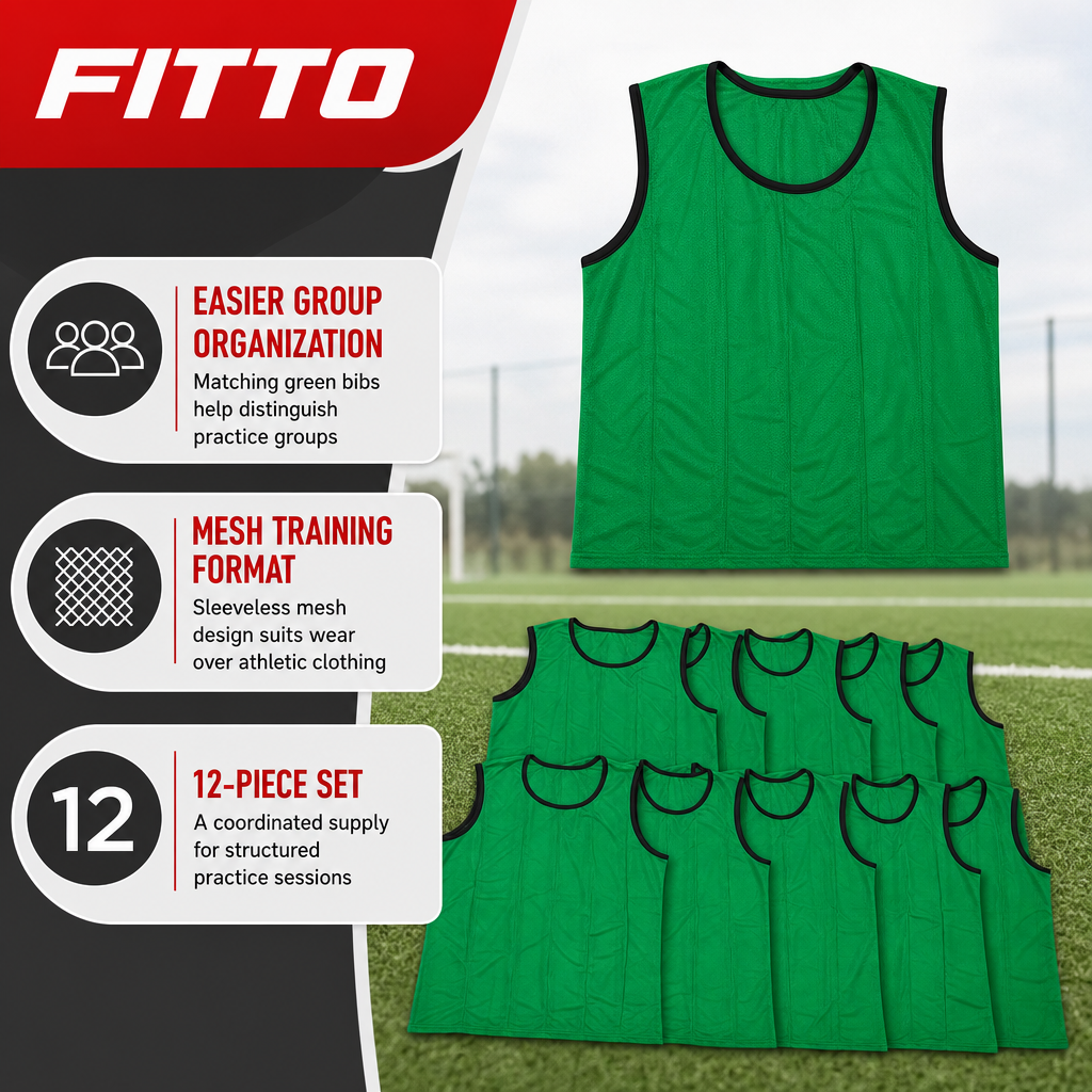 48 Pieces Mesh Sports Training Bib Vests, Small Size, Green, 12-Piece Pack