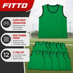 48 Pieces Mesh Sports Training Bib Vests, Small Size, Green, 12-Piece Pack