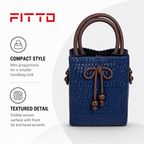 72 Pieces Mini Woven Handbags with Top Handles, Blue, 16 x 13 x 8 cm