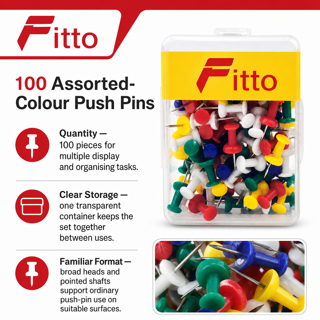240 Pieces Push Pins, Assorted Colours, 100-Pack for Noticeboards, Displays and Office Organisation