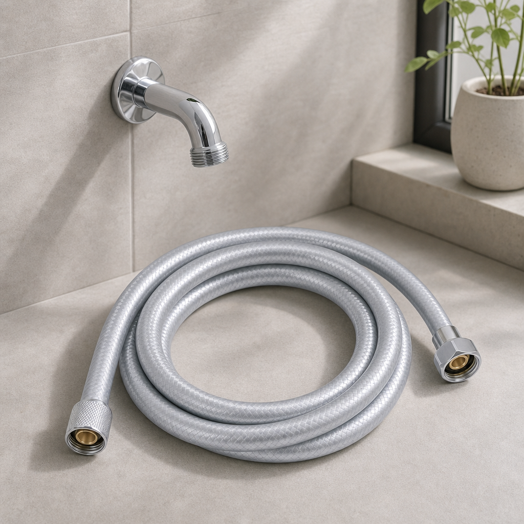 96 Pieces Flexible PVC Shower Hose, 1.5 m, Silver, 1 Piece
