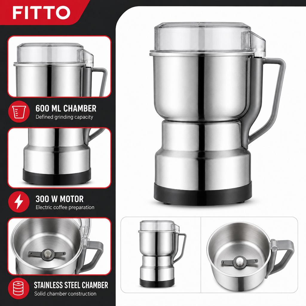 72 Pieces Electric Coffee Grinder, 600 ml Stainless Steel Chamber, 300 W, 1 Piece