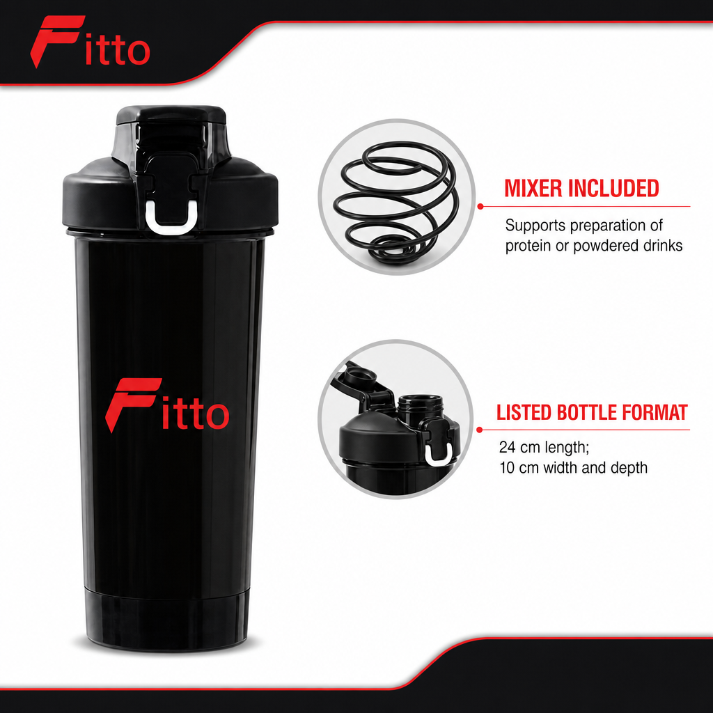 96 Pieces Protein Shaker Bottle With Mixer, Black, 24 cm Sports Bottle