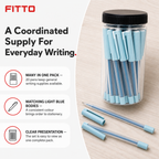 96 Pieces Ballpoint Pens, Light Blue Body, 20 Pack