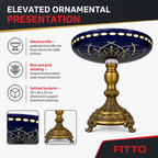 48 Pieces Decorative Pedestal Serving Bowl, Blue and Gold Ornamental Centerpiece, 30 x 30 x 20 cm, 1 Piece