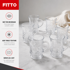 96 Pieces Embossed Clear Glass Mugs with Handles, 6-Piece Set for Tea, Coffee and Everyday Serving