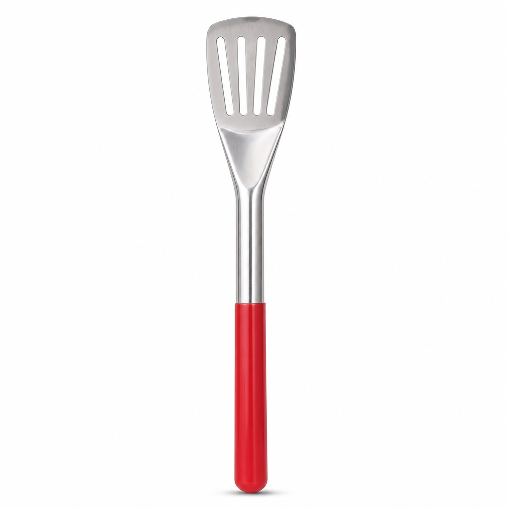 120 Pieces Stainless Steel Slotted Turner with Red Handle, 30 cm Kitchen Cooking Utensils