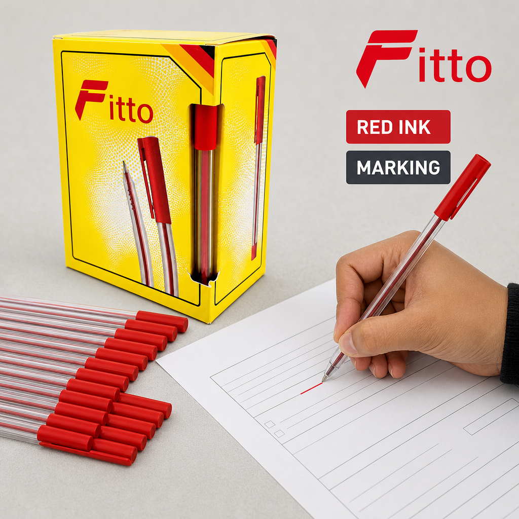 72 Pieces Ball Pens, Red Ink, 50 Pack for Office, School and Everyday Writing