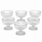 72 Pieces Glass Cup Set, Clear Ribbed Stemmed Cups, 6 Pieces